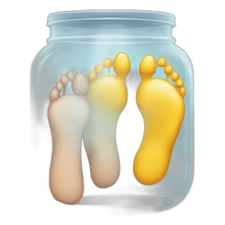 two human feet right and left outside of an empty glass jar between them sticker