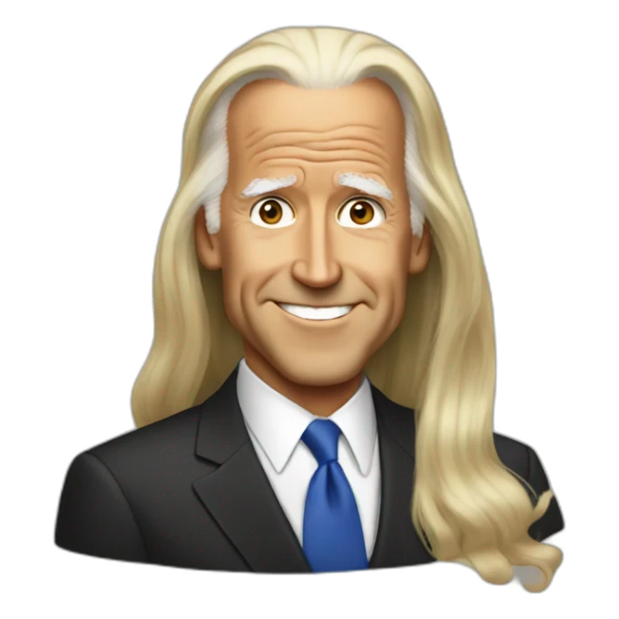 joe biden with long hair sticker