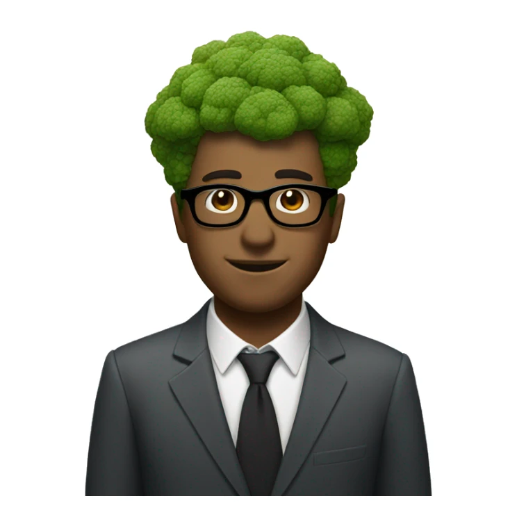 man with broccoli hair and glasses sticker