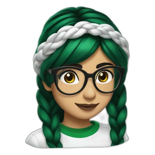 Mia Khalifa black braid white tshirt green sleeves slytherin emblem sticker