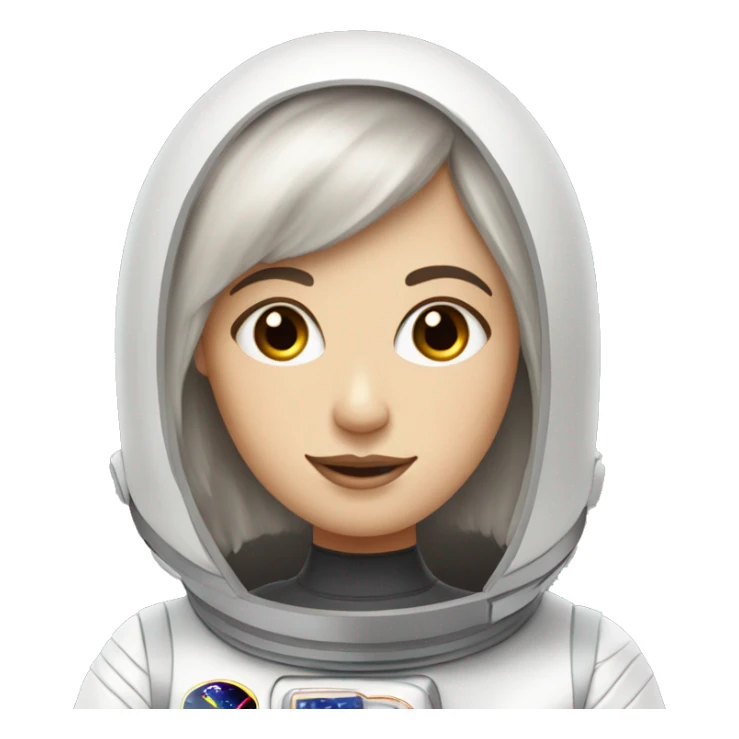White Girl with Dark Brown Hair and￼ Bangs astronaut sticker
