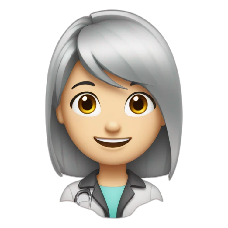 Dentist-girl-eyesmile-black middle straight hair-bracket teeth sticker