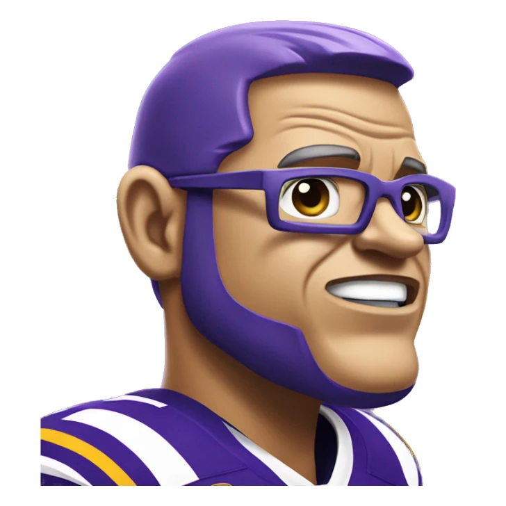 LSU football coach Brian Kelly but with a purple face sticker