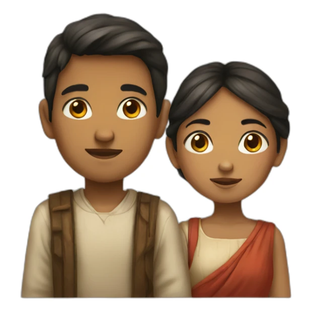 Boy and Girl in old culture sticker