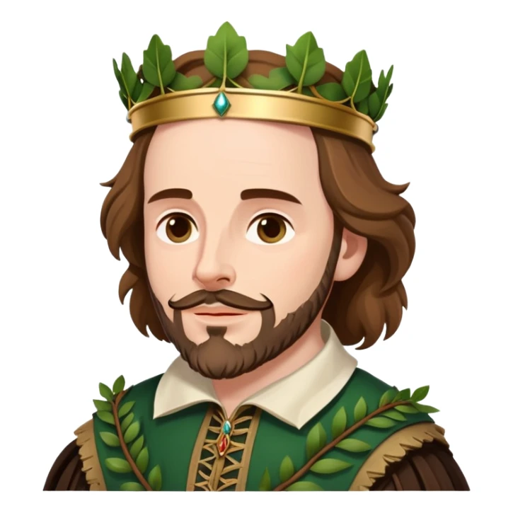 Shakespeare wearing a laurel wreath crown as the Bard sticker