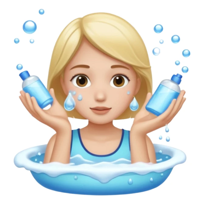 puedes crear un sticker de una chica lavandose la cara sticker