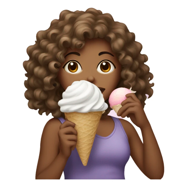 curly hair girl eating ice cream sticker
