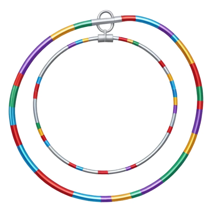 A metallic acrobat hoop decorated with ribbons, perfect for aerial stunts inside the circus tent. sticker