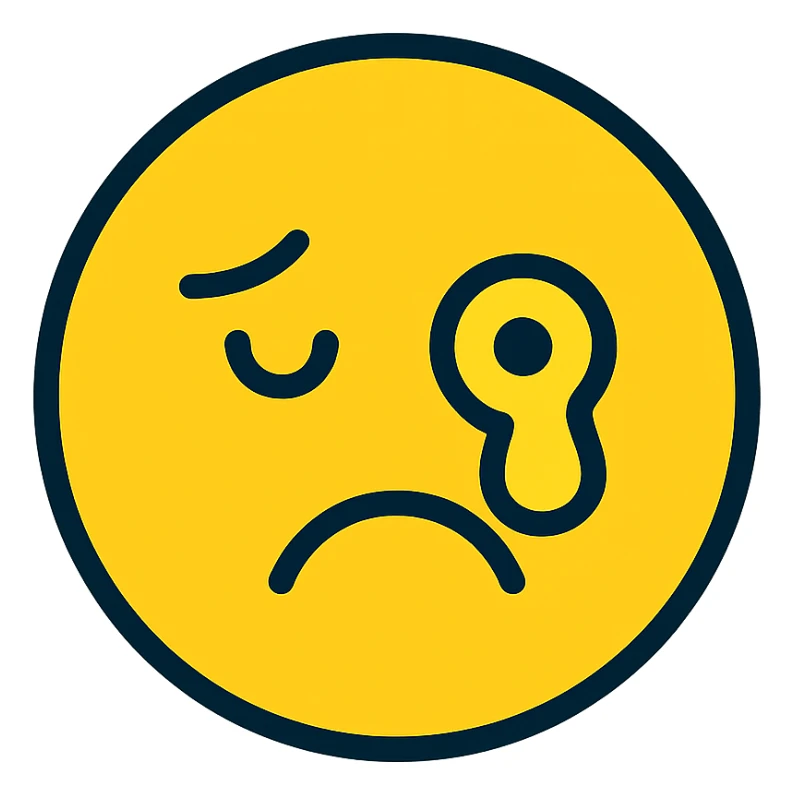 sad face with one eye leaking yellow pus sticker