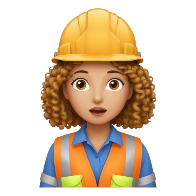 surprised construction worker curly haired woman  sticker