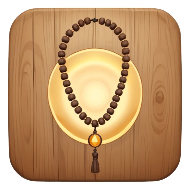 monk necklace object icon, wooden prayer beads with simple pendant, spiritual minimal design, natural wood texture, subtle sacred aura, 3D cartoon style, mobile game icon style, centered, clean background, no text, no watermark
 sticker