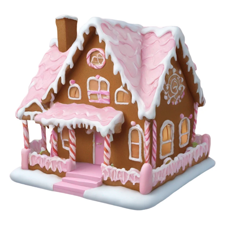 Big Light Pink very detailed gingerbread house , realistic  sticker