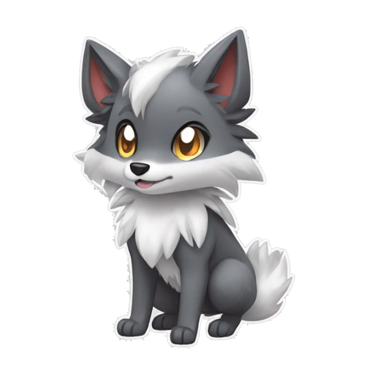 Kawaii Chibi Poochyena-Rocruff-Lycanroc-Pokémon Full Body sticker