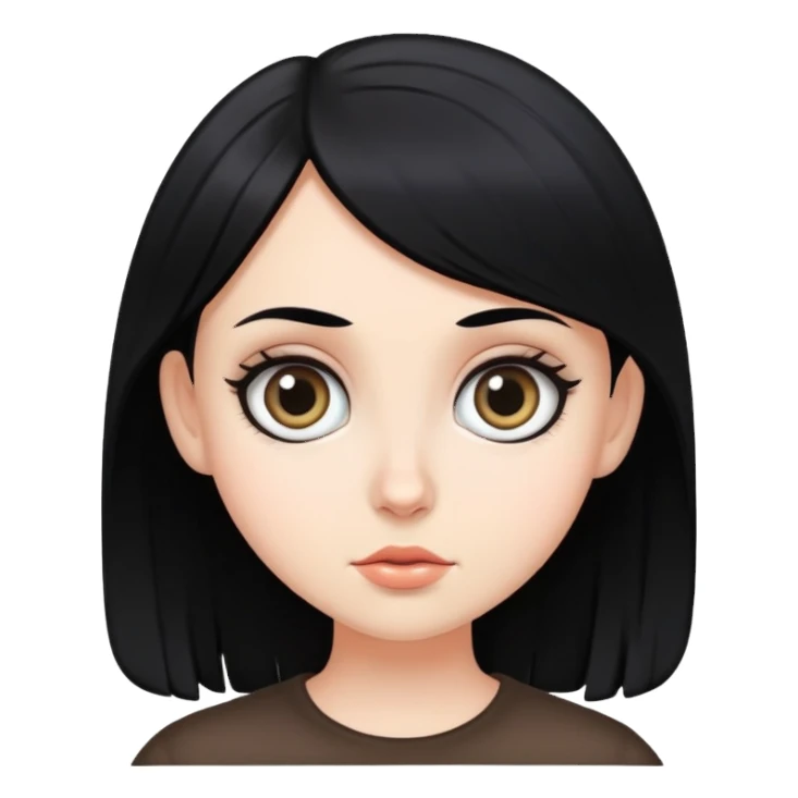 White girl black hair big eyes sticker
