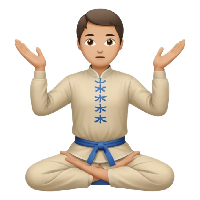 pratiquant de qi gong en position de l'arc, style simple sticker