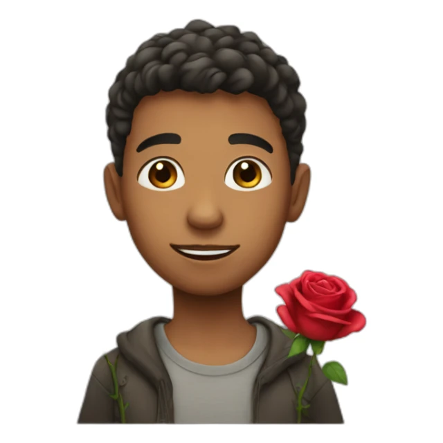 Boy with rose sticker