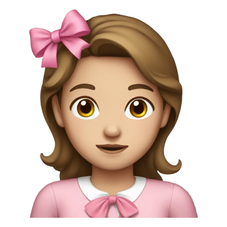 Brown hair girl with pink bow  sticker