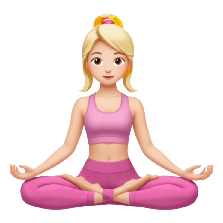 blonde girl doing yoga wearing pink sticker