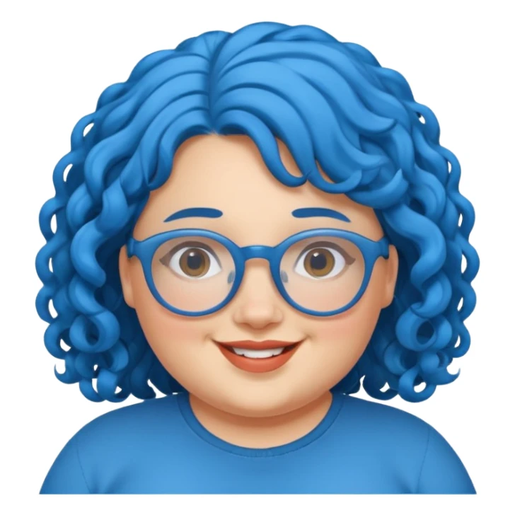 curly fat girl with blue hair and glassess sticker