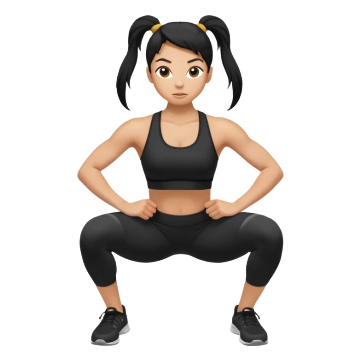 Women with long black ponytail doing a squat with no weights sticker