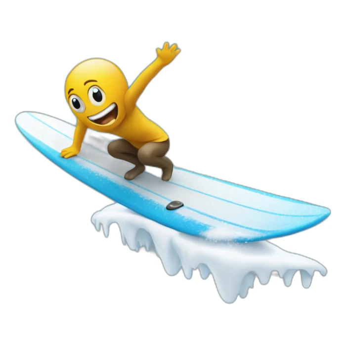 Happy emoji face surfing on snow sticker