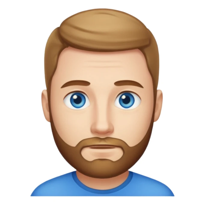 Man met een korte baard en felle blauwe ogen rost haar sticker