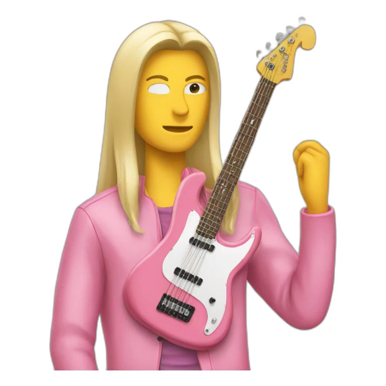 long-blond-bassguitar-player-pink-clothes-pink sticker