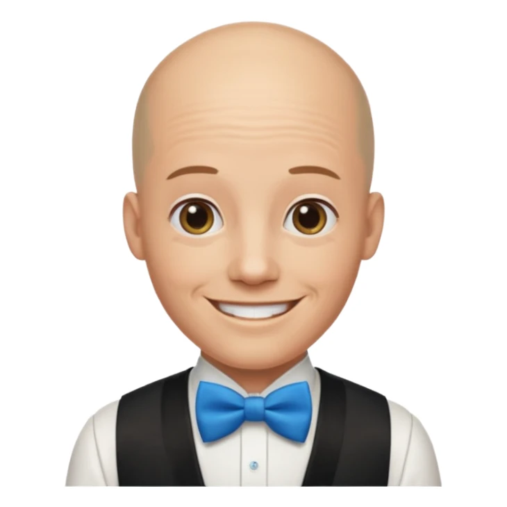 Bald with blue bow tie,waiter sticker