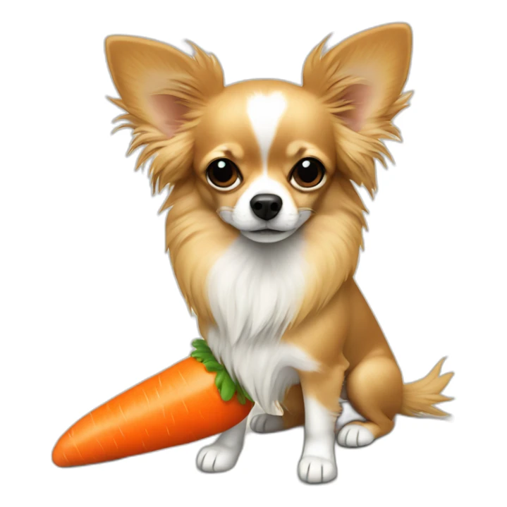 Long hair sand chihuahua with a carrot plush sticker