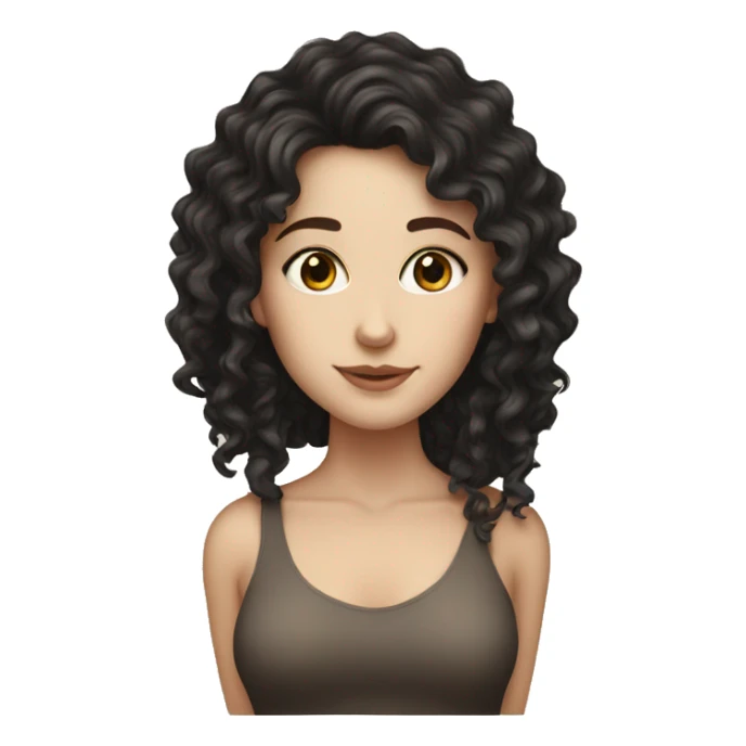 White girl with dark curly long hair  sticker