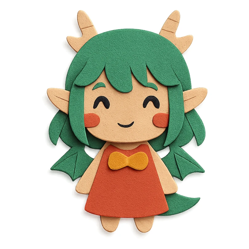 cute dragon girl with green hair sticker