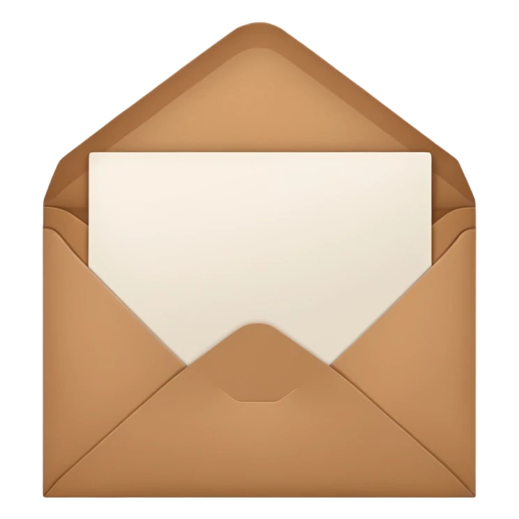 blank greeting card open with brown envelope next to it sticker