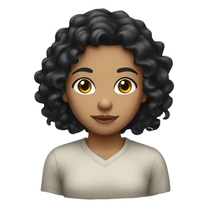 girl with long curly black hair and light skin sticker