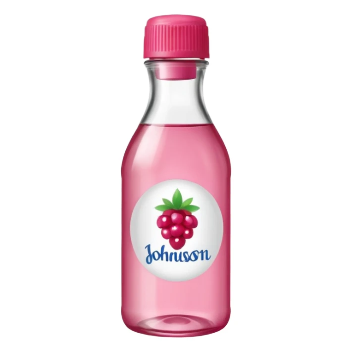 realistic Johnson and Johnson style bottle pink cap pink logo clear bottle with berry party logo with diddy oil and a berry on top bottle sticker