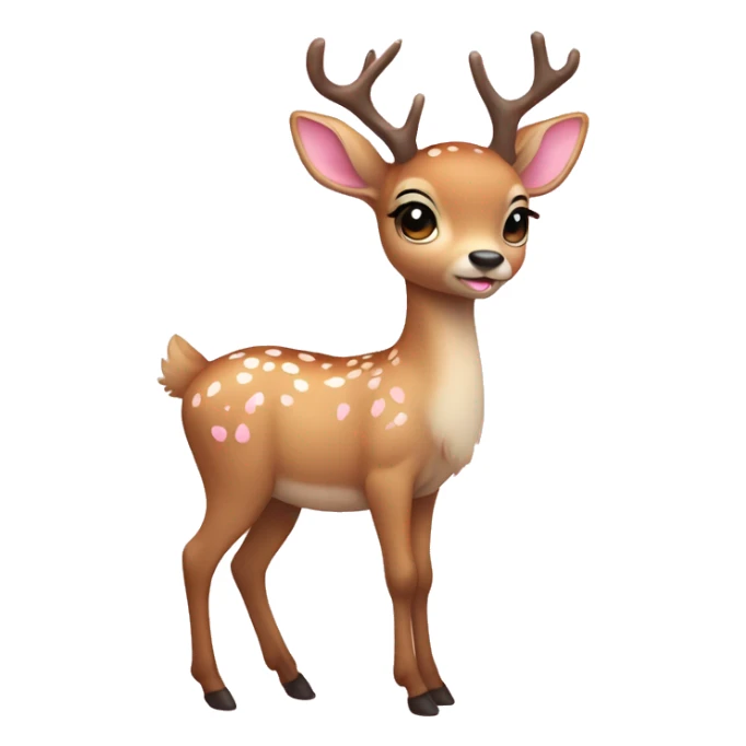 Cute full body deer wearing baby pink bow sticker