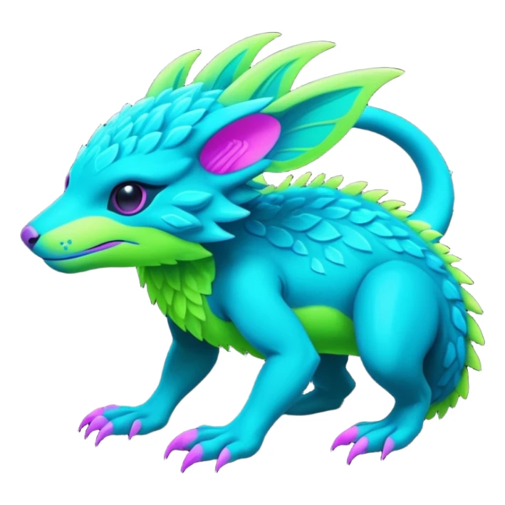 Tropical futuristic lush neon Fionbri-Vernid-creature (full body) sticker