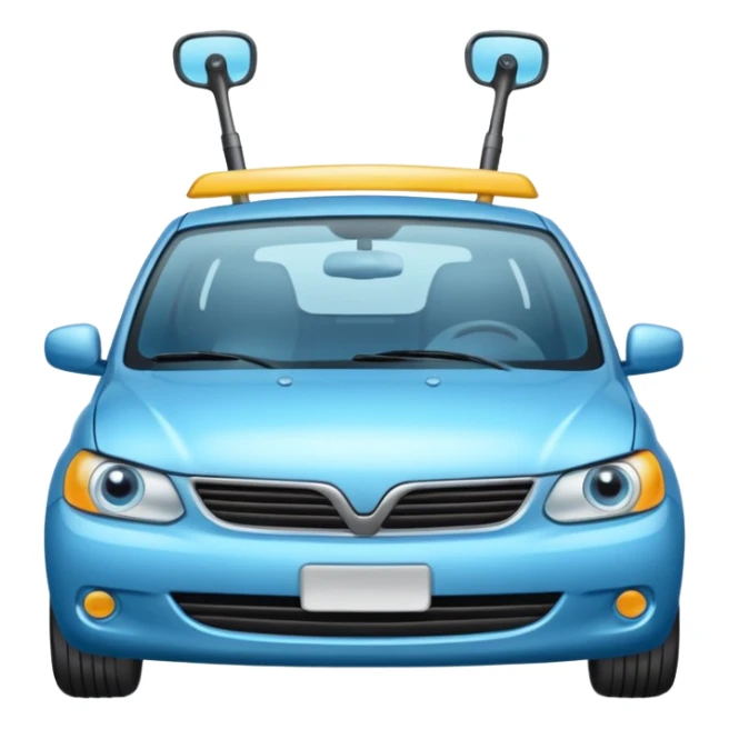 front of a car with a windshield wiper sticker