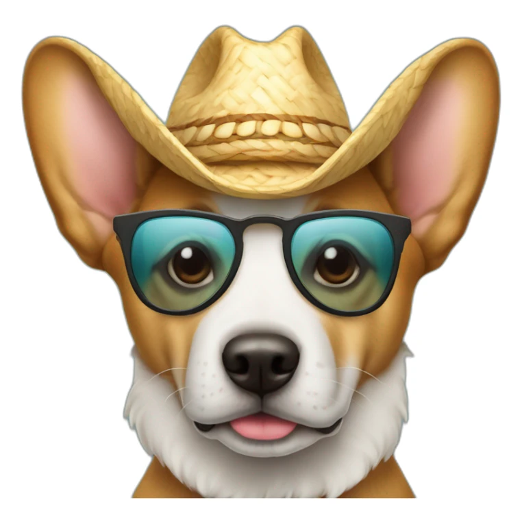 Perro con lentes de sol y sombrero para el sol sticker