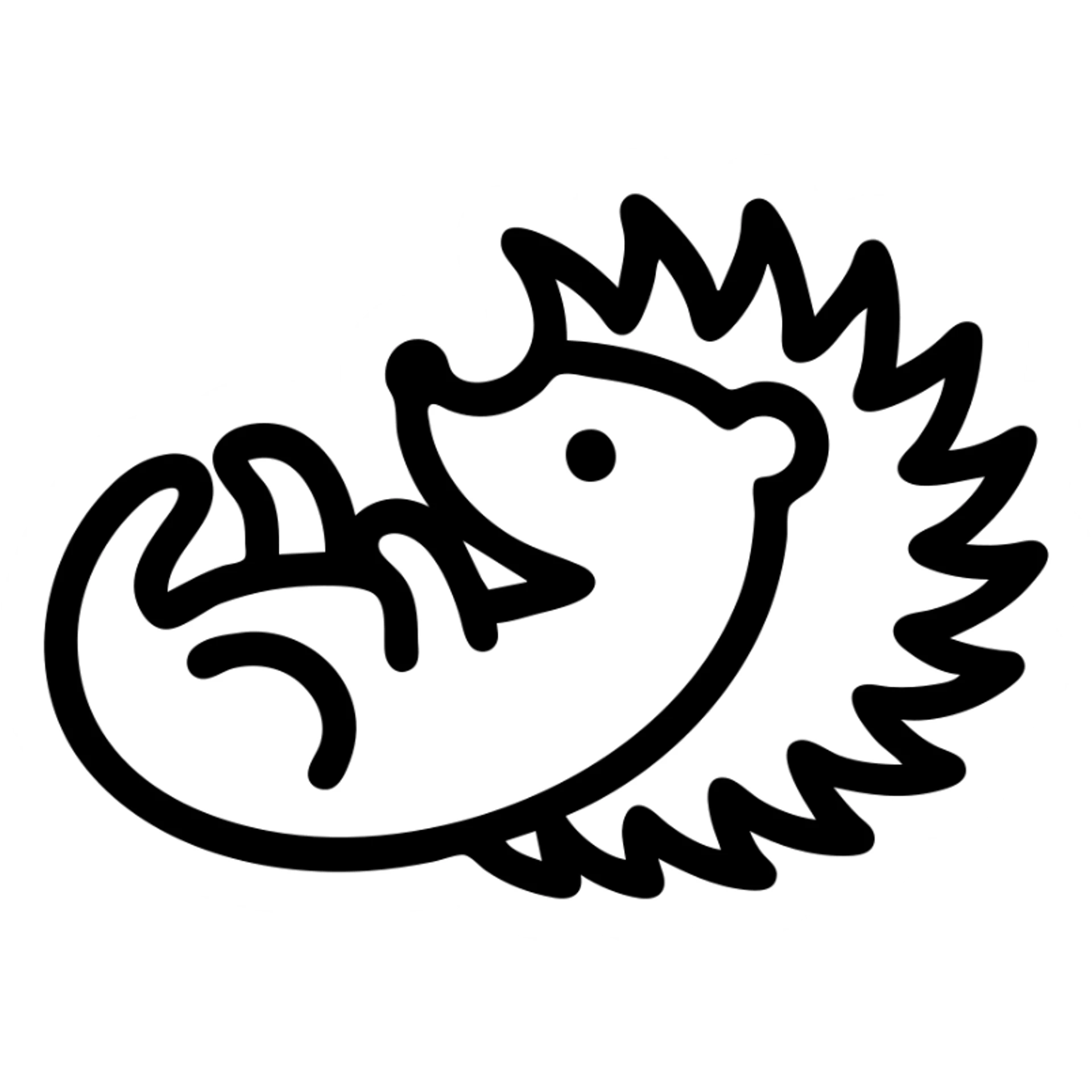 curled up hedgehog lying on his back, simple outlined icon style sticker