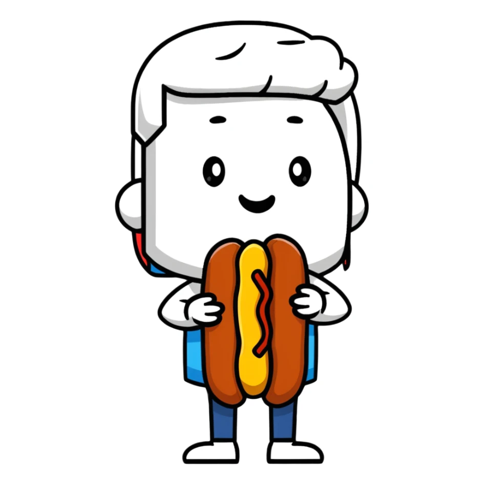 Chilean person happily eating a completo hot dog sticker