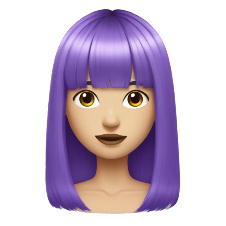 purple hair with bangs long hair sticker