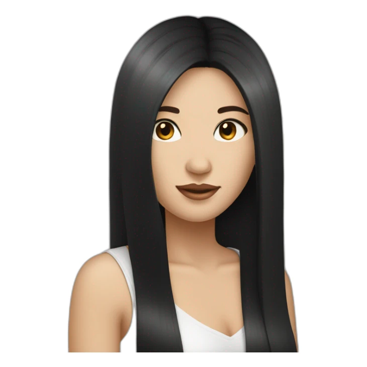 Fair skinned pretty woman with long straight black hair sticker