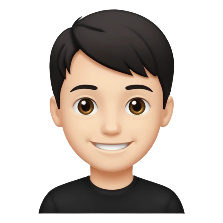 Maktab yonida kulib turgan qora kiyimdagi bola emojisini chiqarib ber sticker