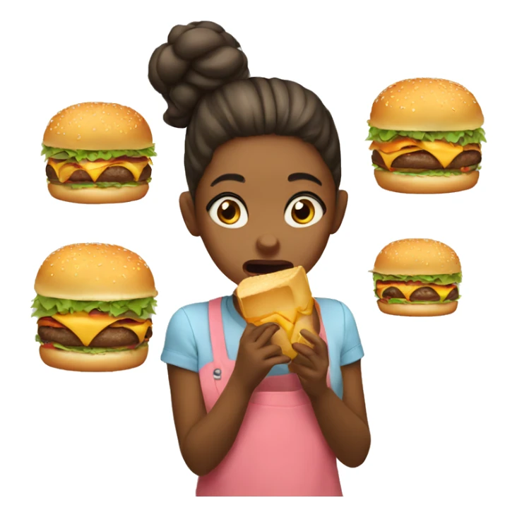 girl eating a burger and crying  sticker