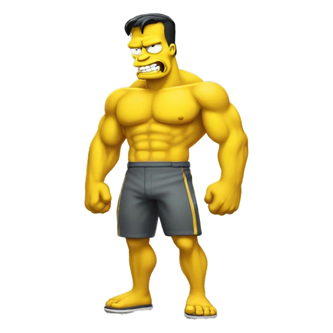 muscular in simpsons style in yellow color  sticker