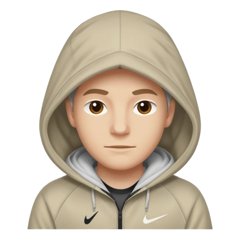 White person wearing a Nike Tex with hood sticker