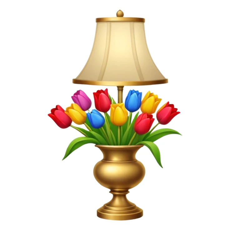 A lamp with a bouquet of flowers sticker
