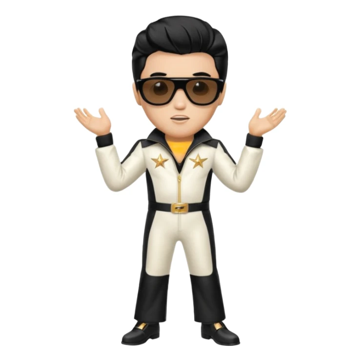 A boy with an Elvis Presley mask with sunglasses dressed as Elvis Presley sticker