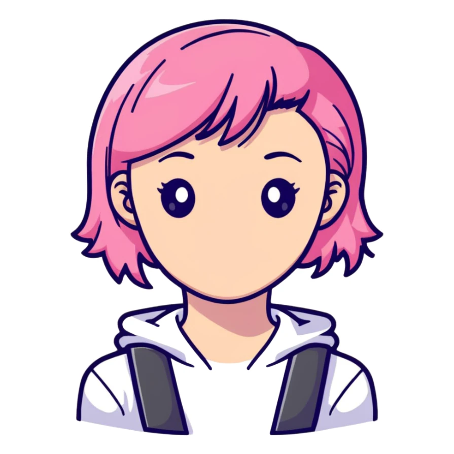white girl with pink hair sticker
