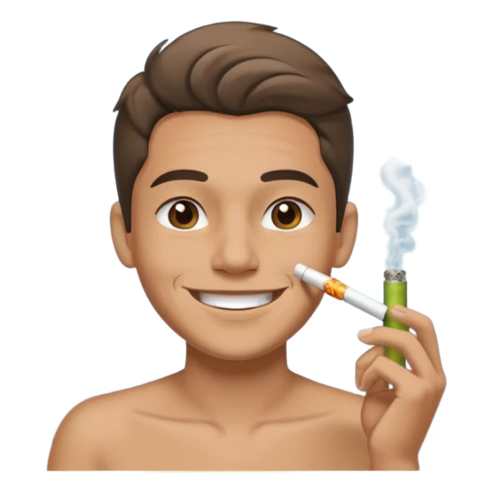 Zyn can character, smiling, exhaling smoke from a joint sticker